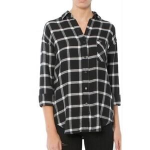 Rails Jackson Black White Plaid Long Sleeve Shirt Size Large